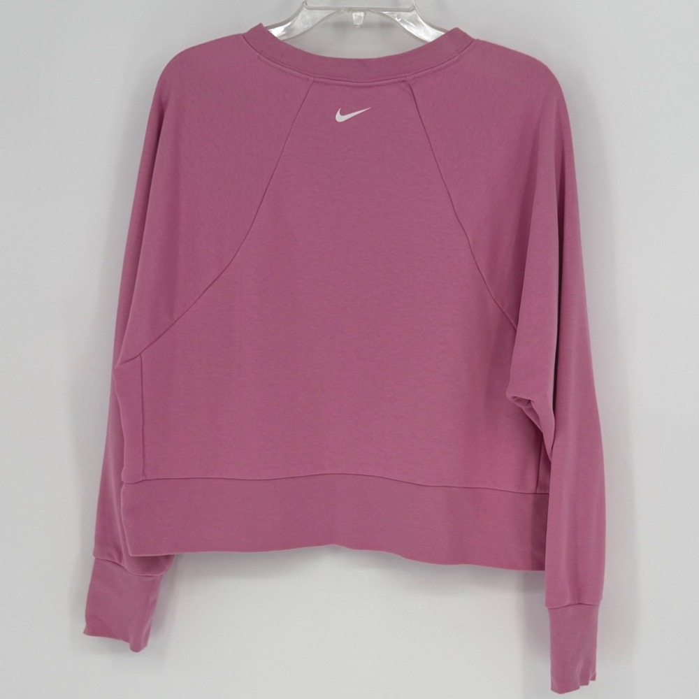 Nike Dri-FIT Cropped Sweatshirt Pink Long Sleeve Athletic Gym L Athleisure 93-08 - Picture 9 of 10